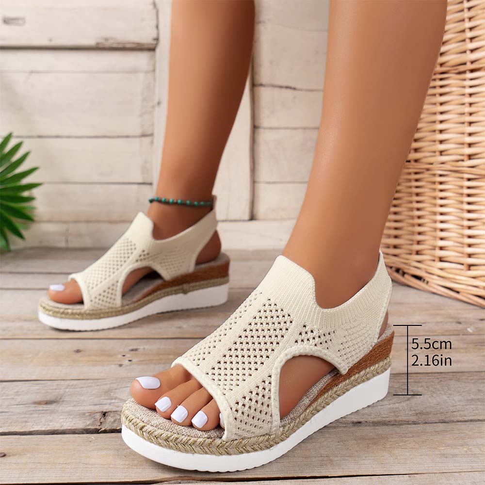 Reemelody Women's mesh breathable casual wedge sandals