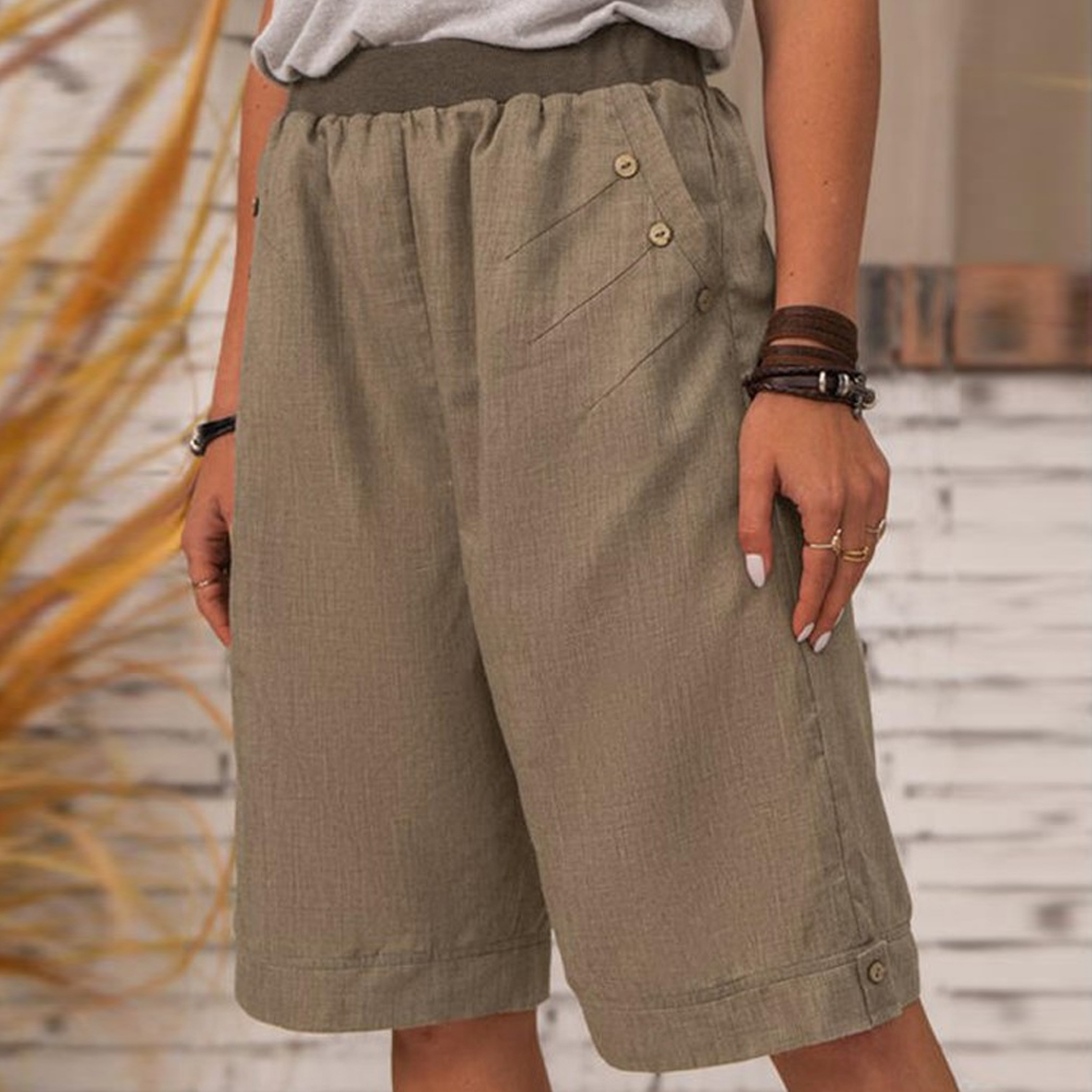 Silberfleck Freizeit-Shorts für Damen aus Baumwolle und Leinen