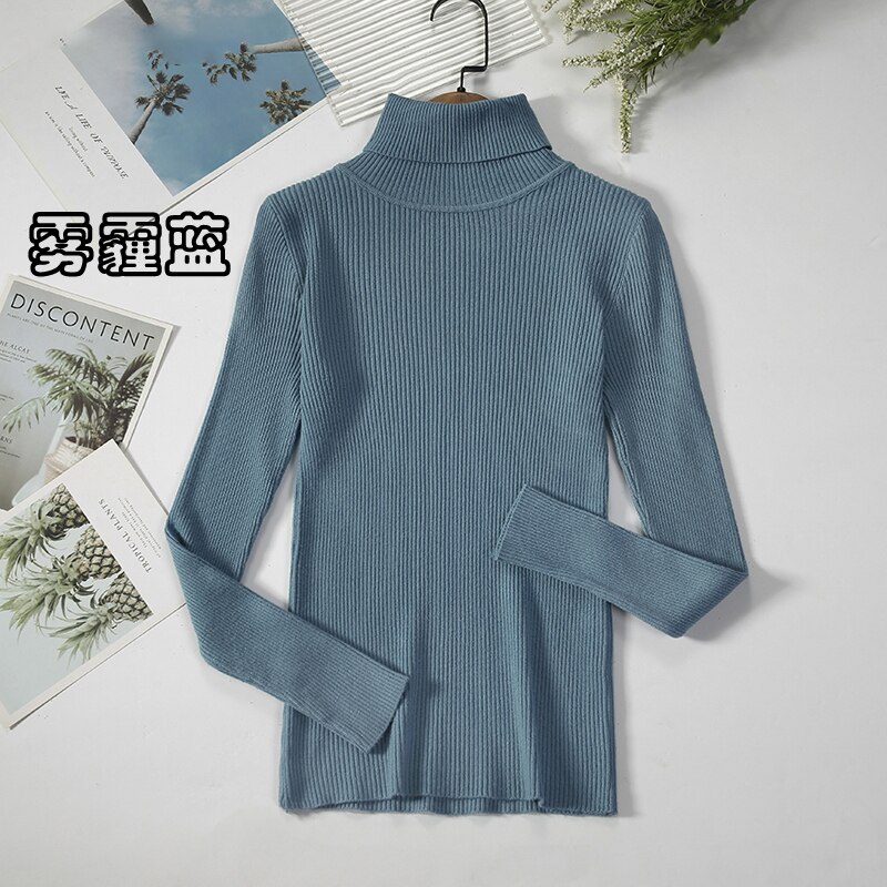 2Women Turtleneck Sweaters Autumn Winter Basic Tops Slim Pullover Women Casual Soft Knitted Sweater Jumper Soft Warm Pull