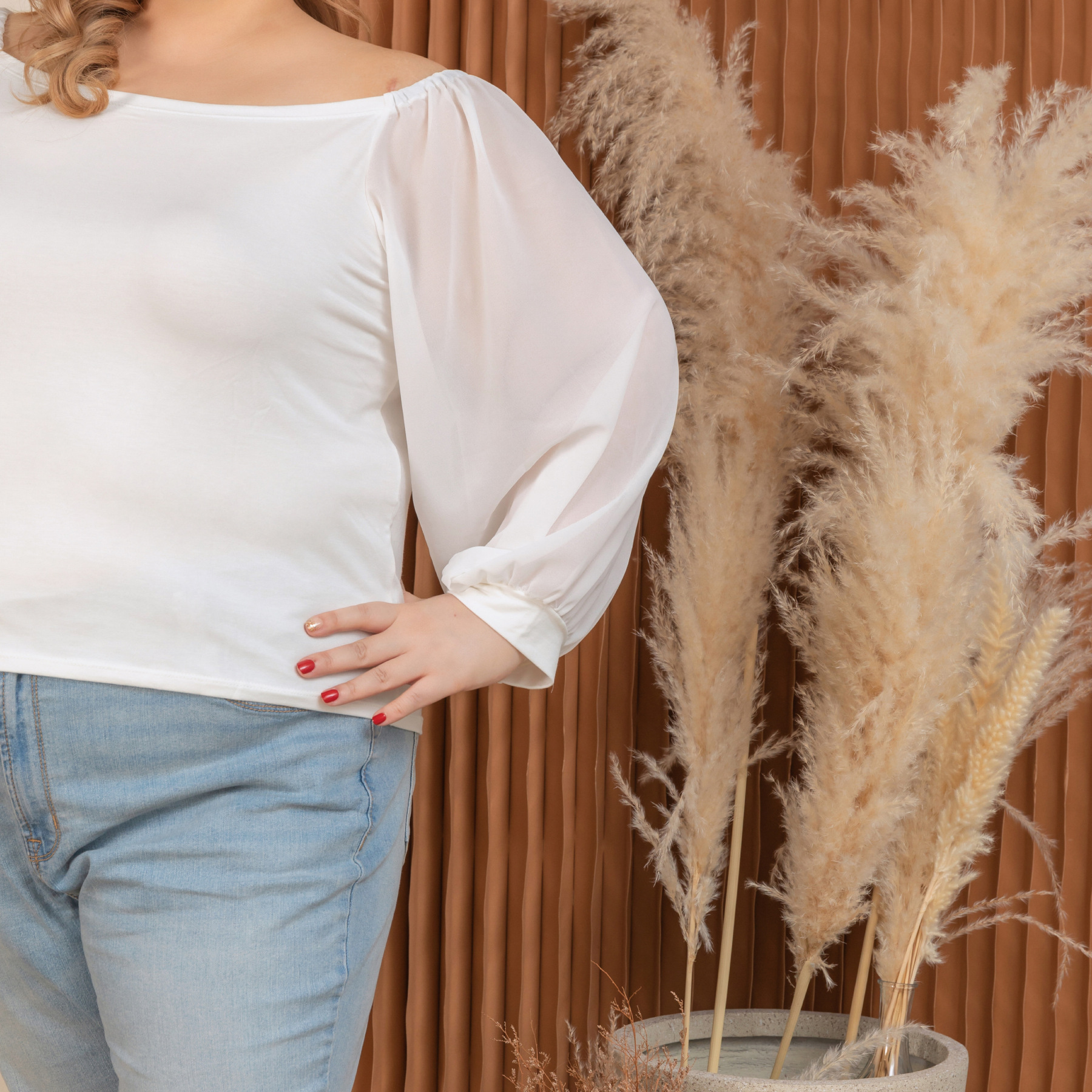YOLANDA HEIDI TOP - WHITE-Juneoesque-Plus Size Clothing