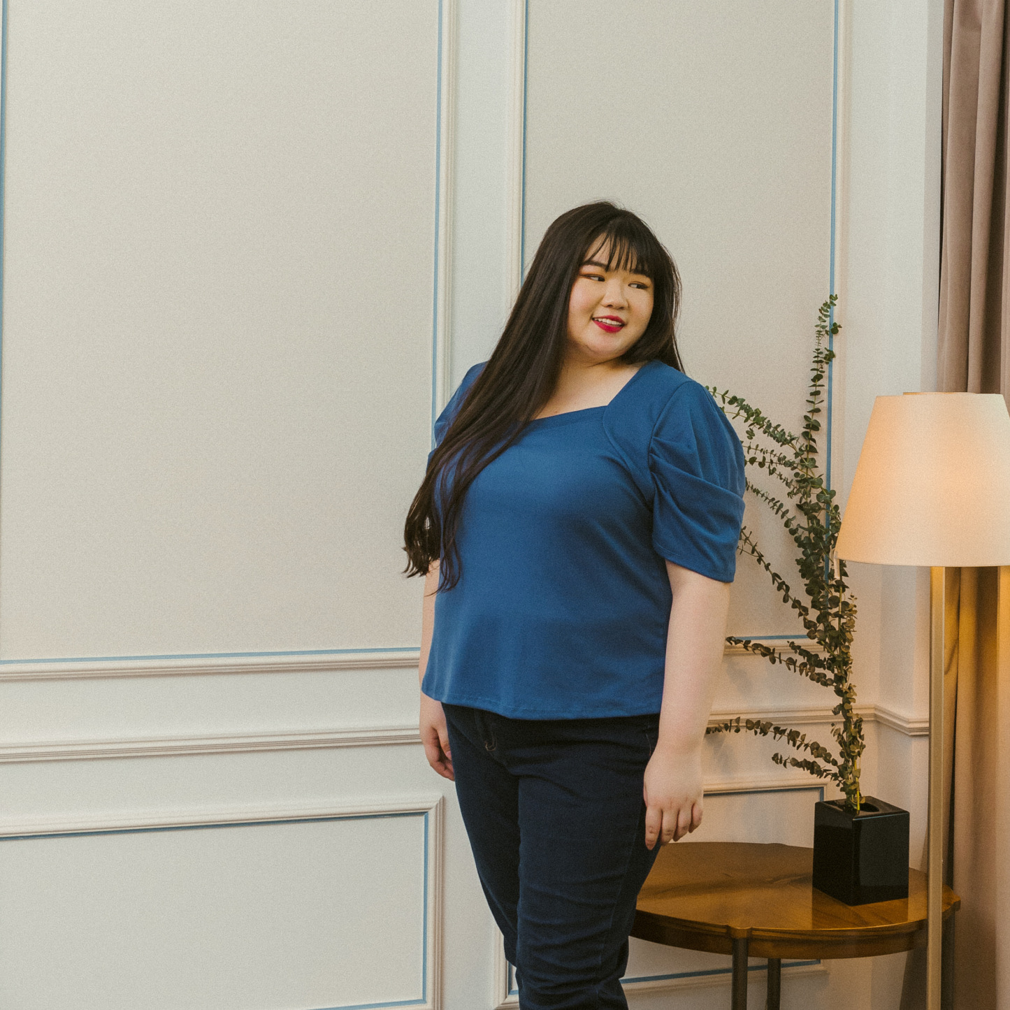 CINDEE JOAN TOP - BLUE-Juneoesque-Plus Size Clothing