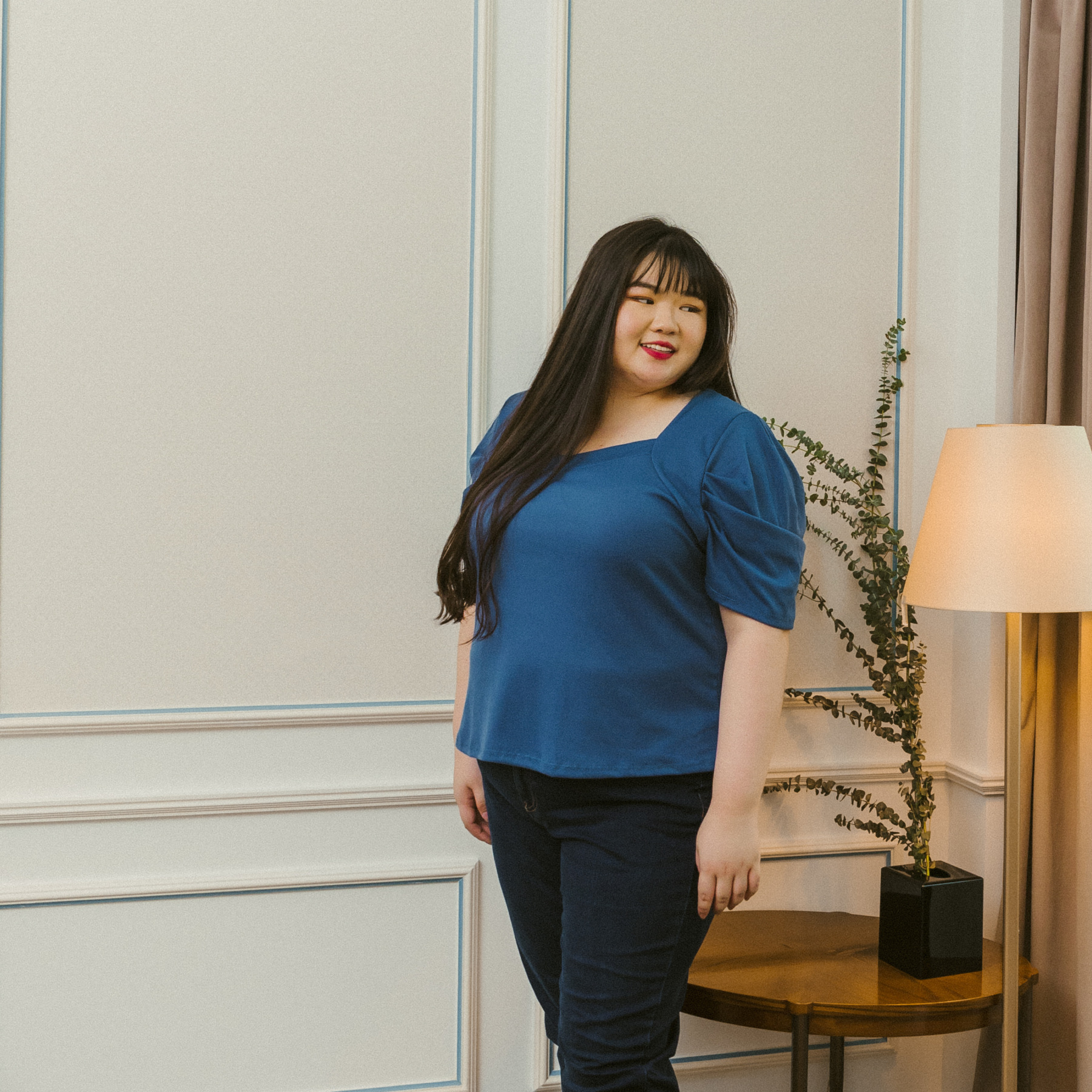 CINDEE JOAN TOP - BLUE-Juneoesque-Plus Size Clothing