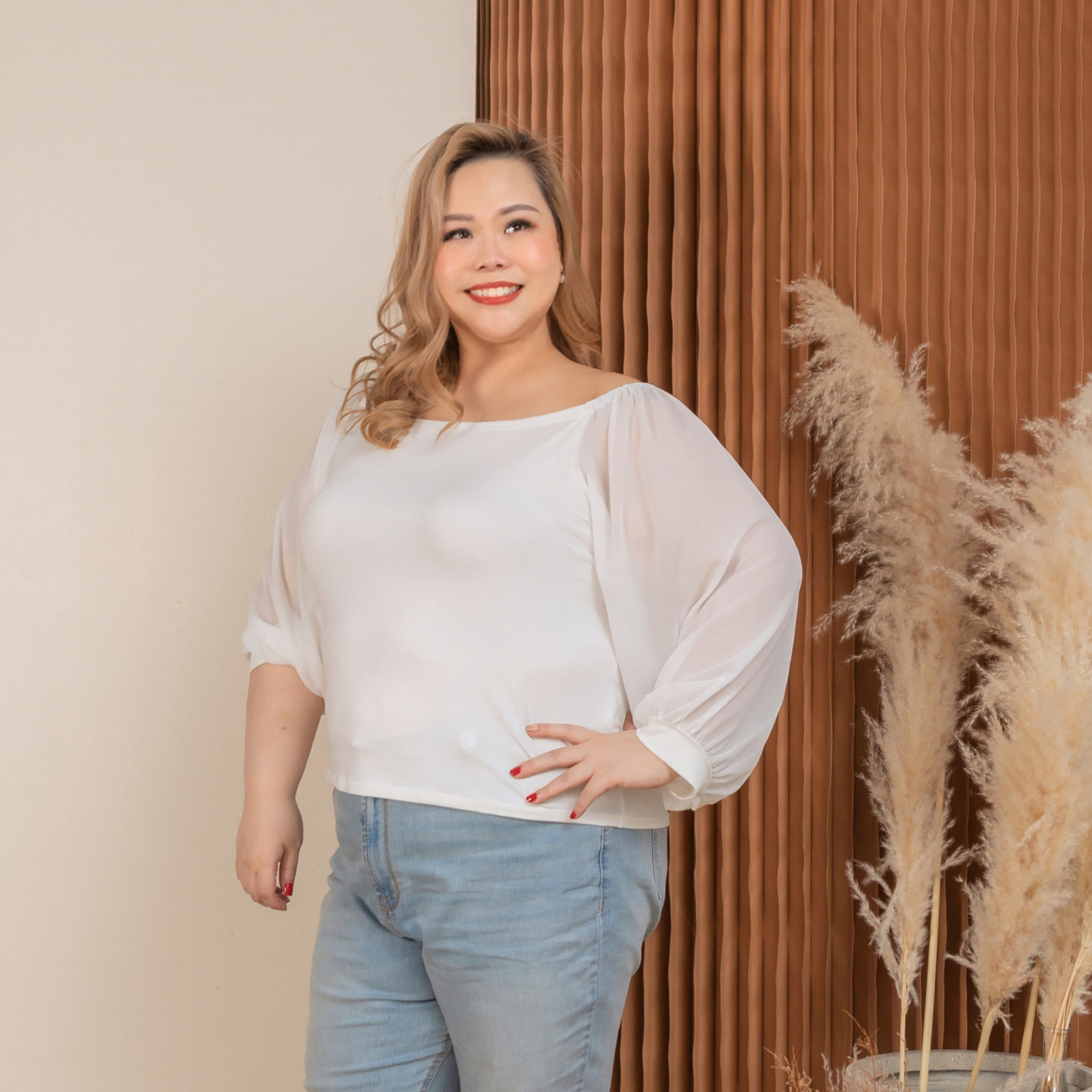 YOLANDA HEIDI TOP - WHITE-Juneoesque-Plus Size Clothing