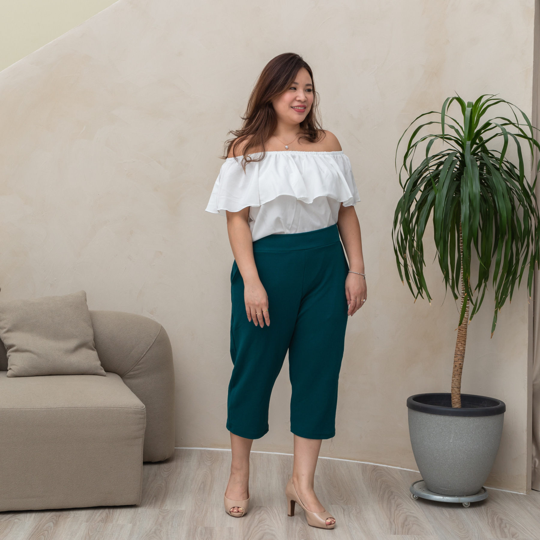 CALEY CALSON CULOTTES - TEAL-Juneoesque-Plus Size Clothing