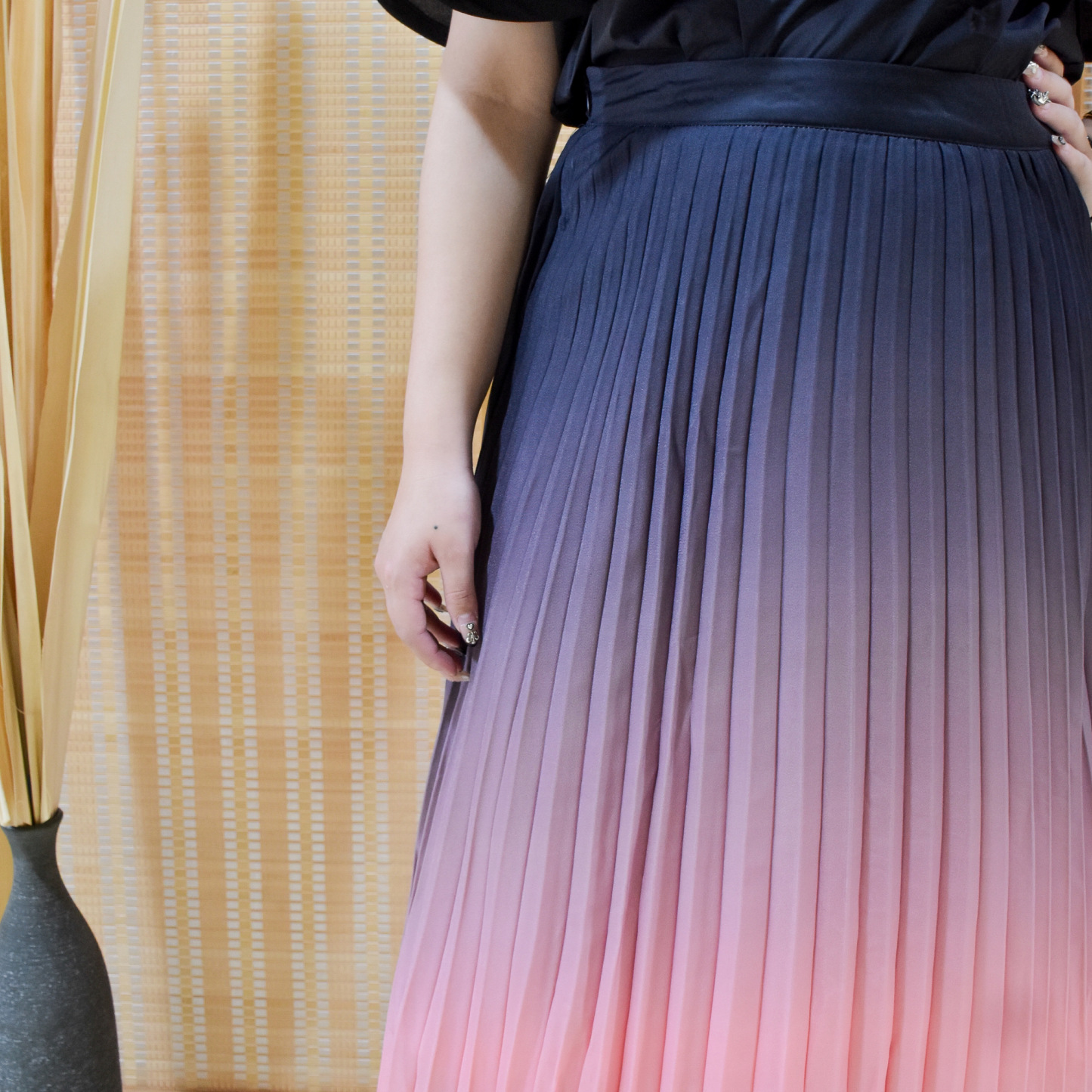 CECI ORELLA OMBRE PLEAT SKIRT-Juneoesque-Plus Size Clothing