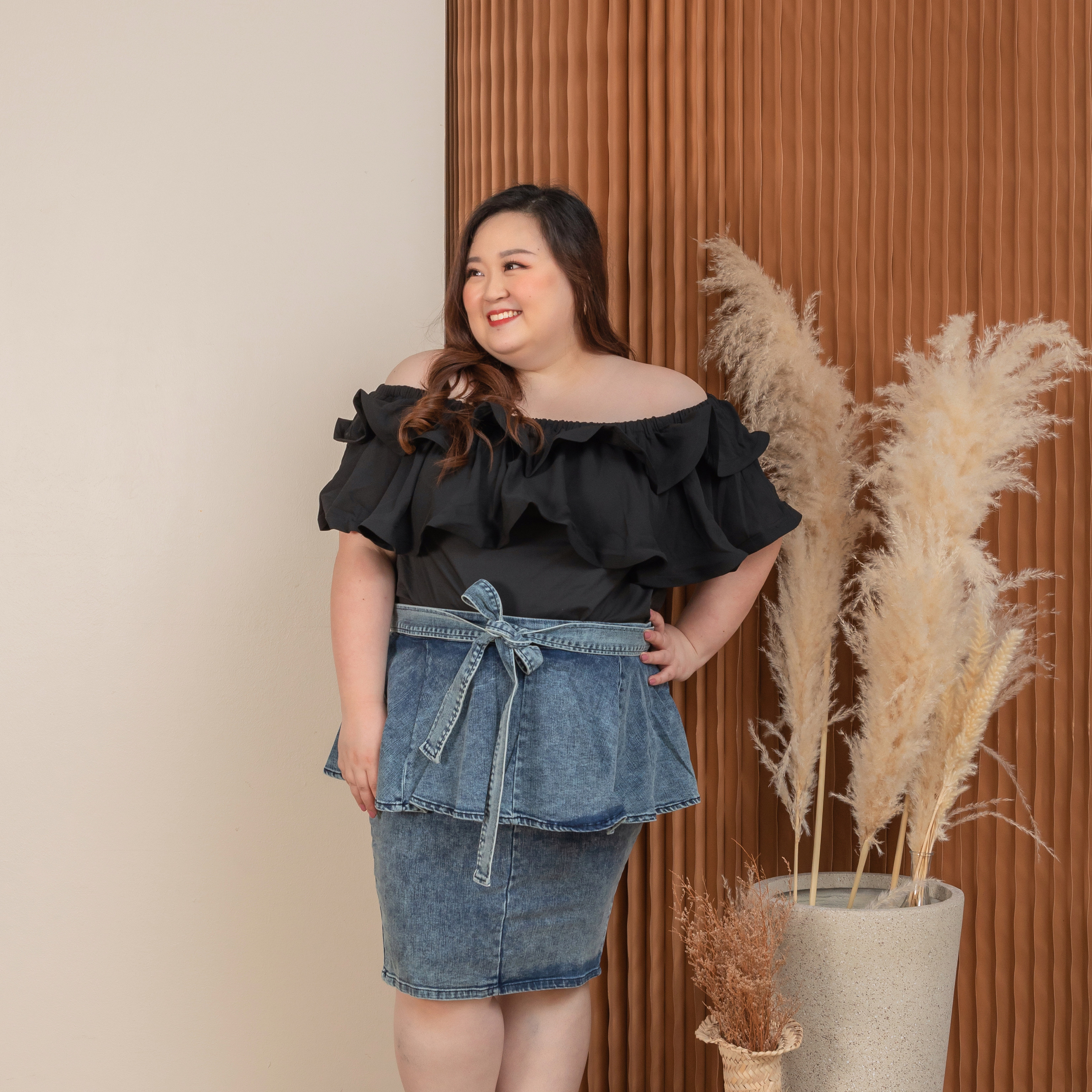 KIRIN WAVES TOP - BLACK-Juneoesque-Plus Size Clothing