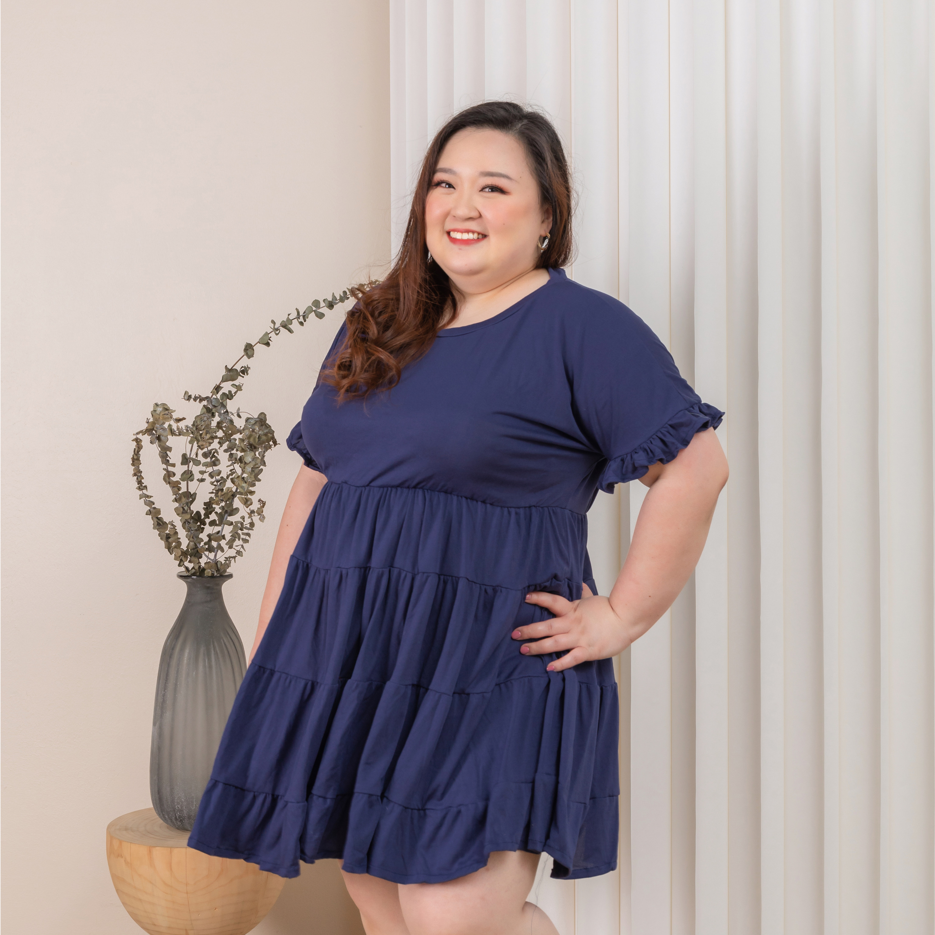 SHONDA MADLYN DRESS - BLUE-Juneoesque-Plus Size Clothing