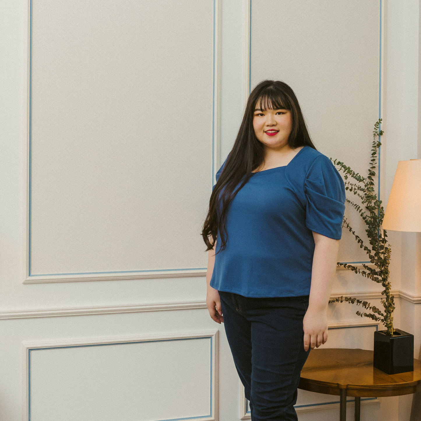 CINDEE JOAN TOP - BLUE-Juneoesque-Plus Size Clothing
