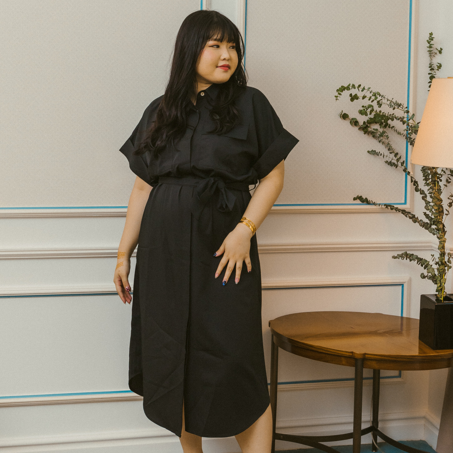 ELOISE JANESSA DRESS - BLACK-Juneoesque-Plus Size Clothing