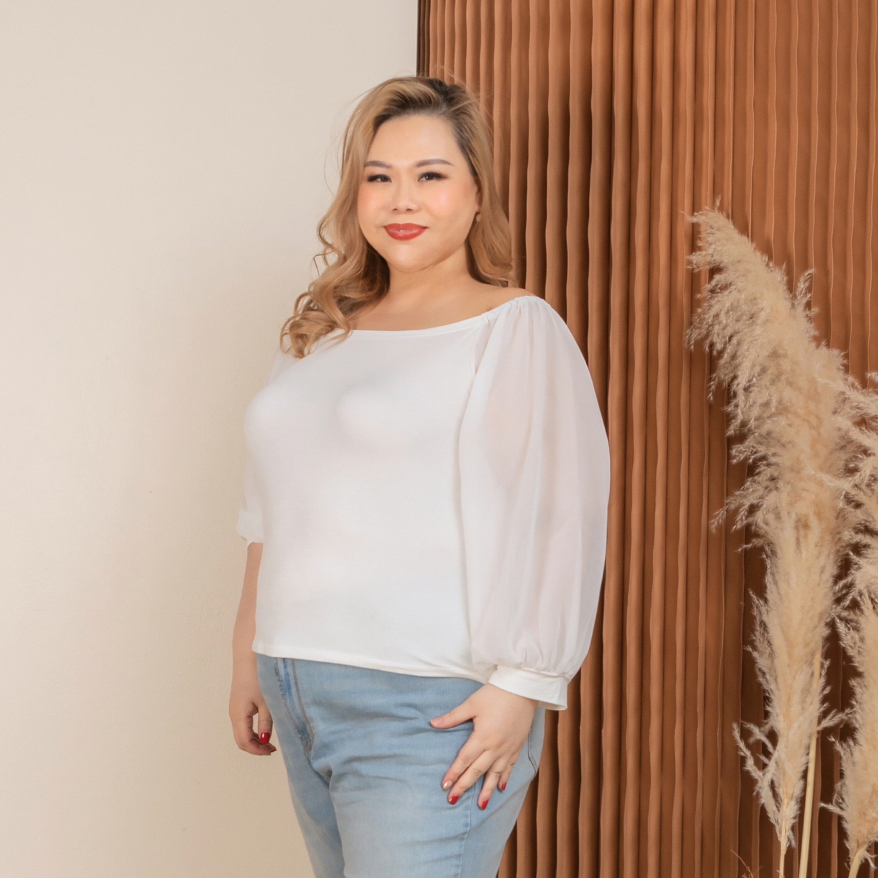 YOLANDA HEIDI TOP - WHITE-Juneoesque-Plus Size Clothing