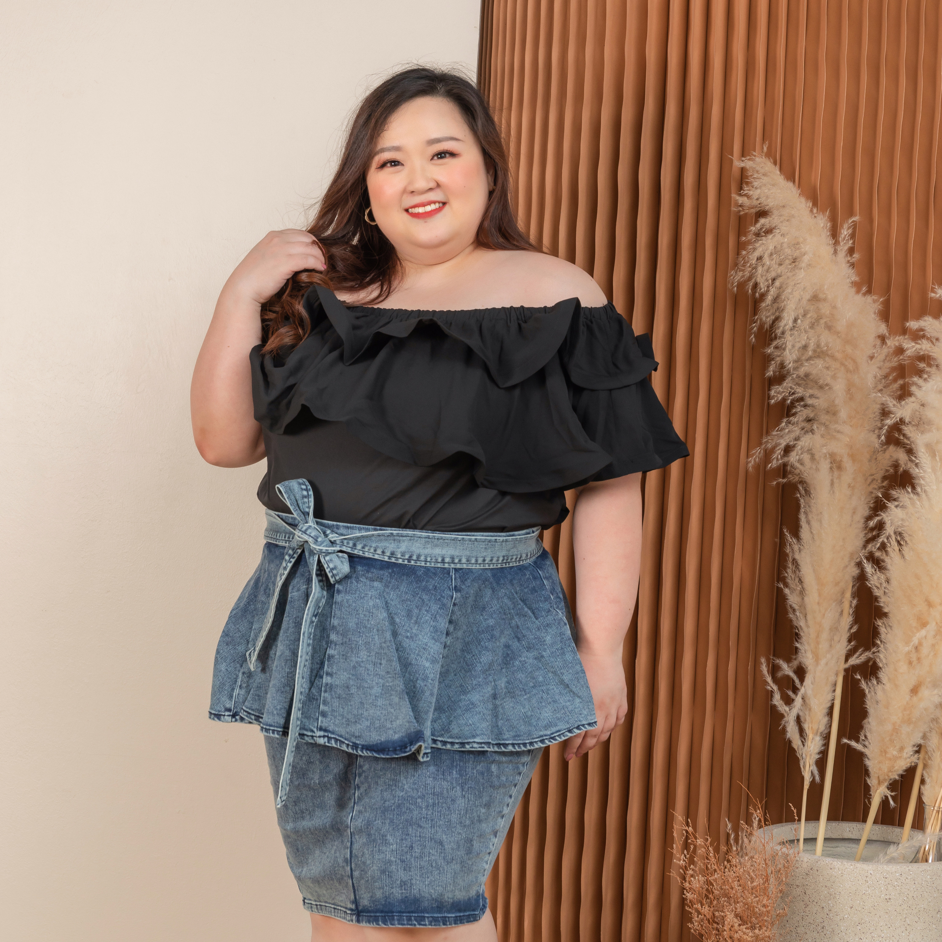 KIRIN WAVES TOP - BLACK-Juneoesque-Plus Size Clothing
