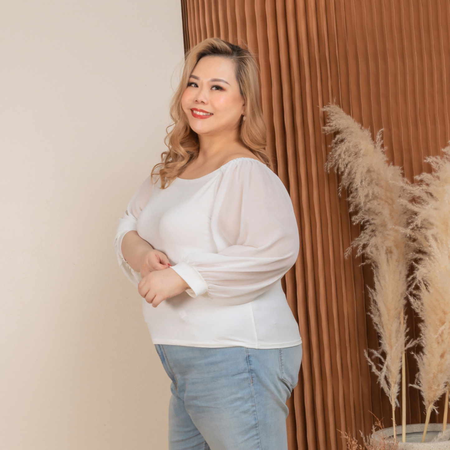 YOLANDA HEIDI TOP - WHITE-Juneoesque-Plus Size Clothing