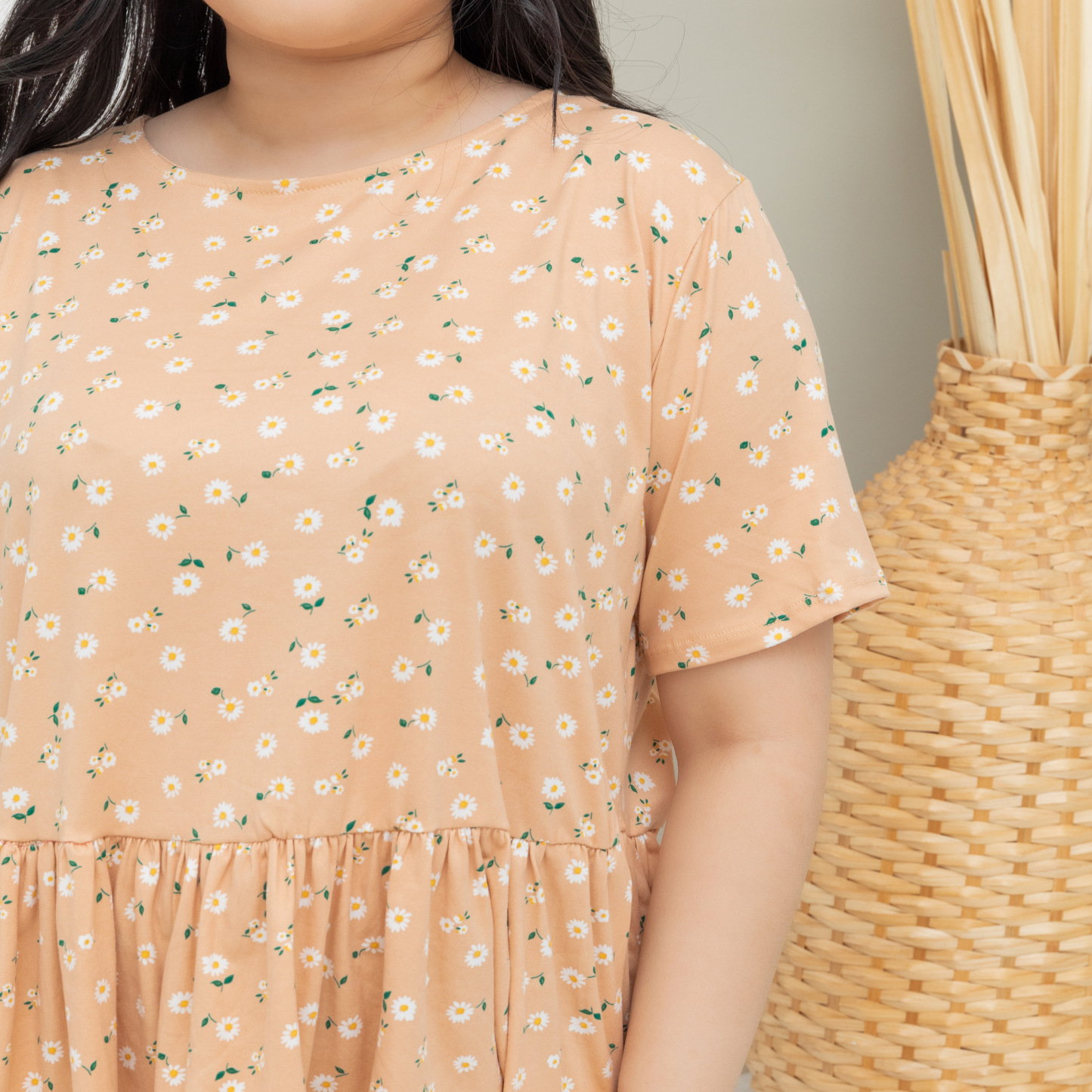 QUINCY LANDY TOP - NUDE FLORAL-Juneoesque-Plus Size Clothing