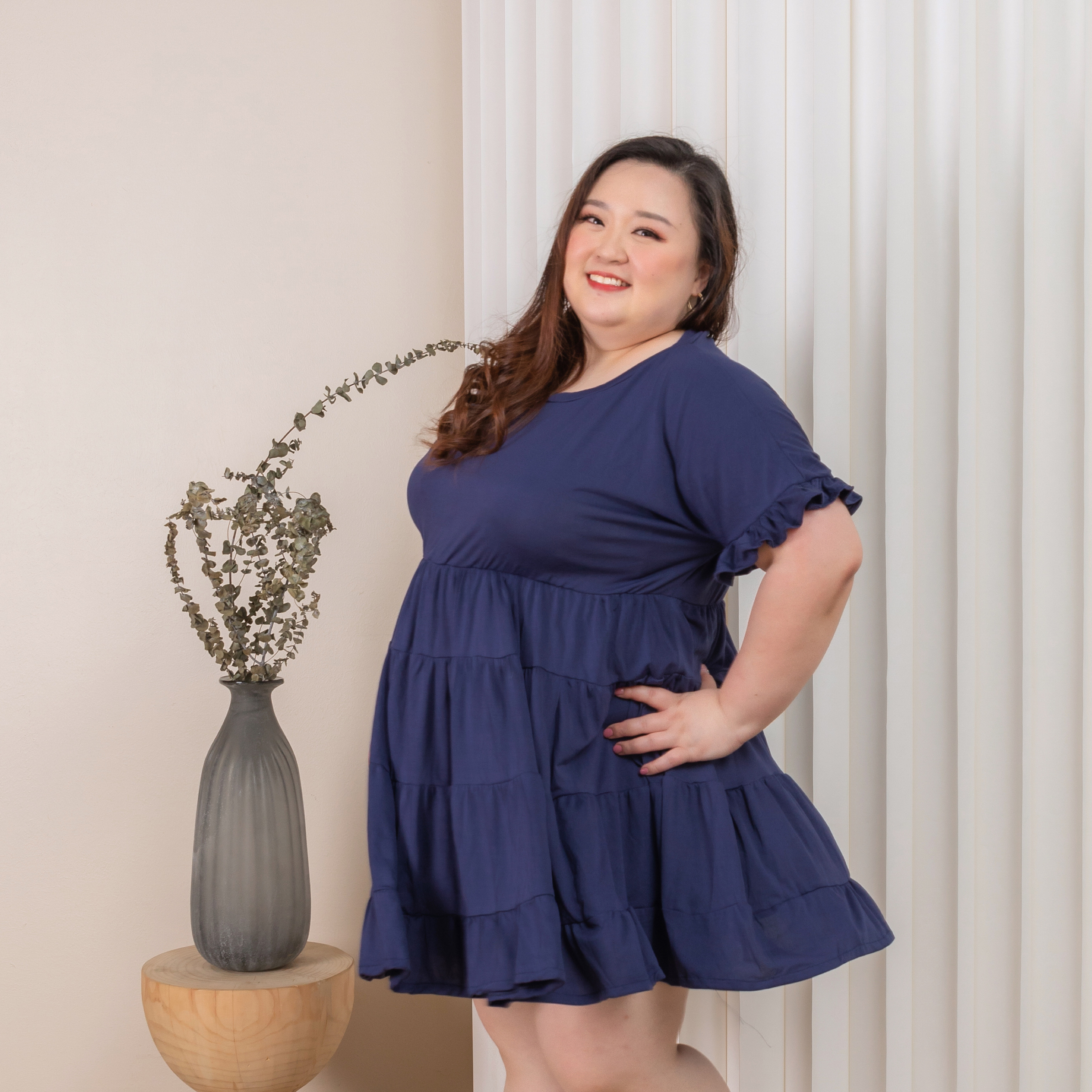 SHONDA MADLYN DRESS - BLUE-Juneoesque-Plus Size Clothing