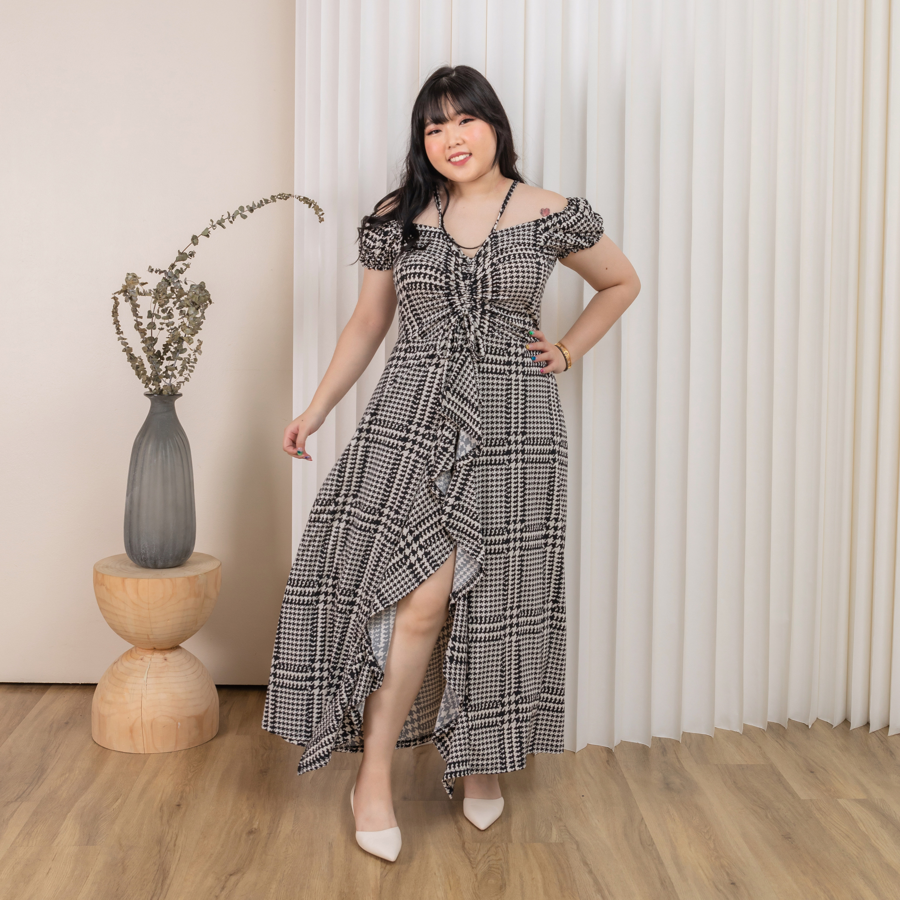 FREYA WILMA SKORTS DRESS - HOUNDSTOOTH-Juneoesque-Plus Size Clothing