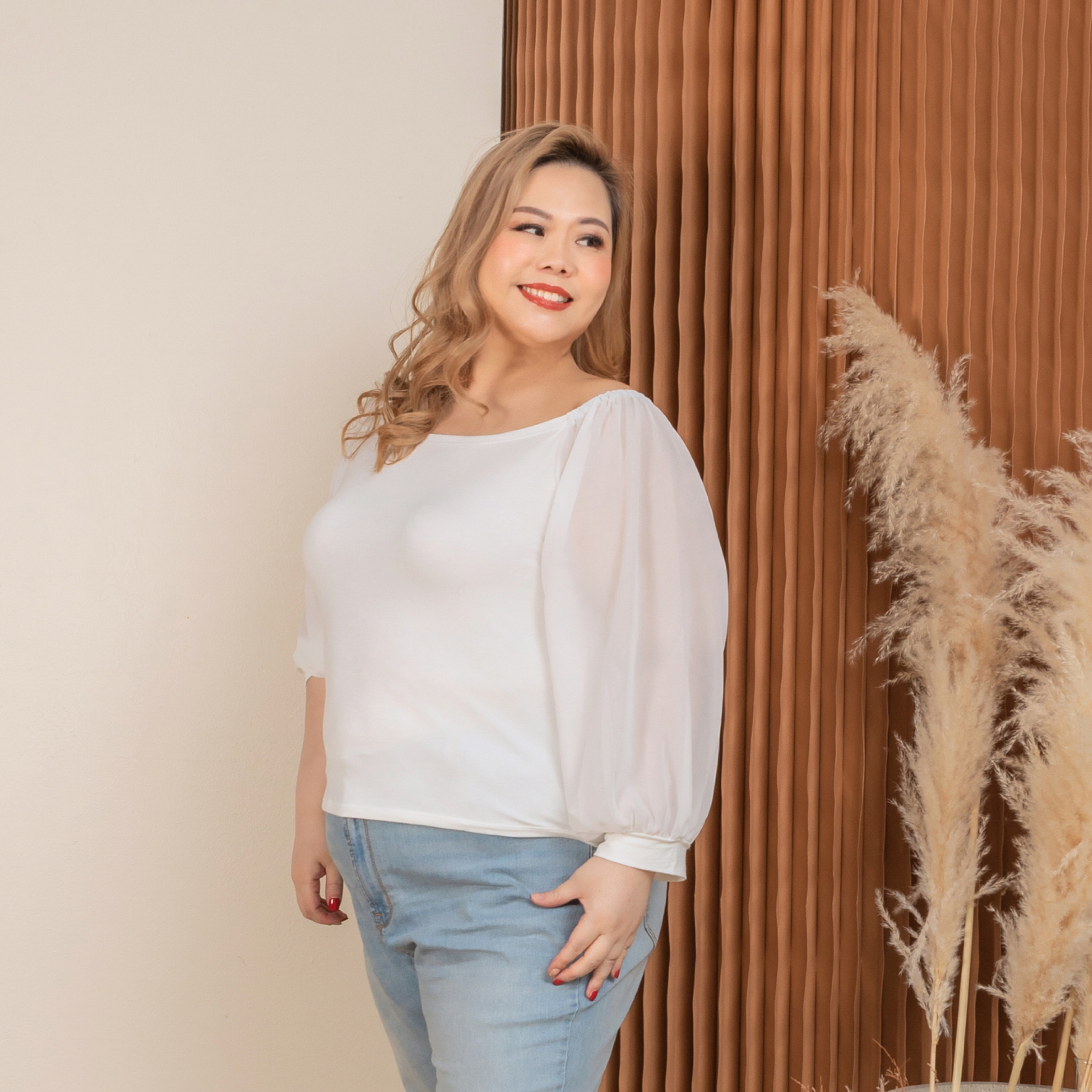 YOLANDA HEIDI TOP - WHITE-Juneoesque-Plus Size Clothing