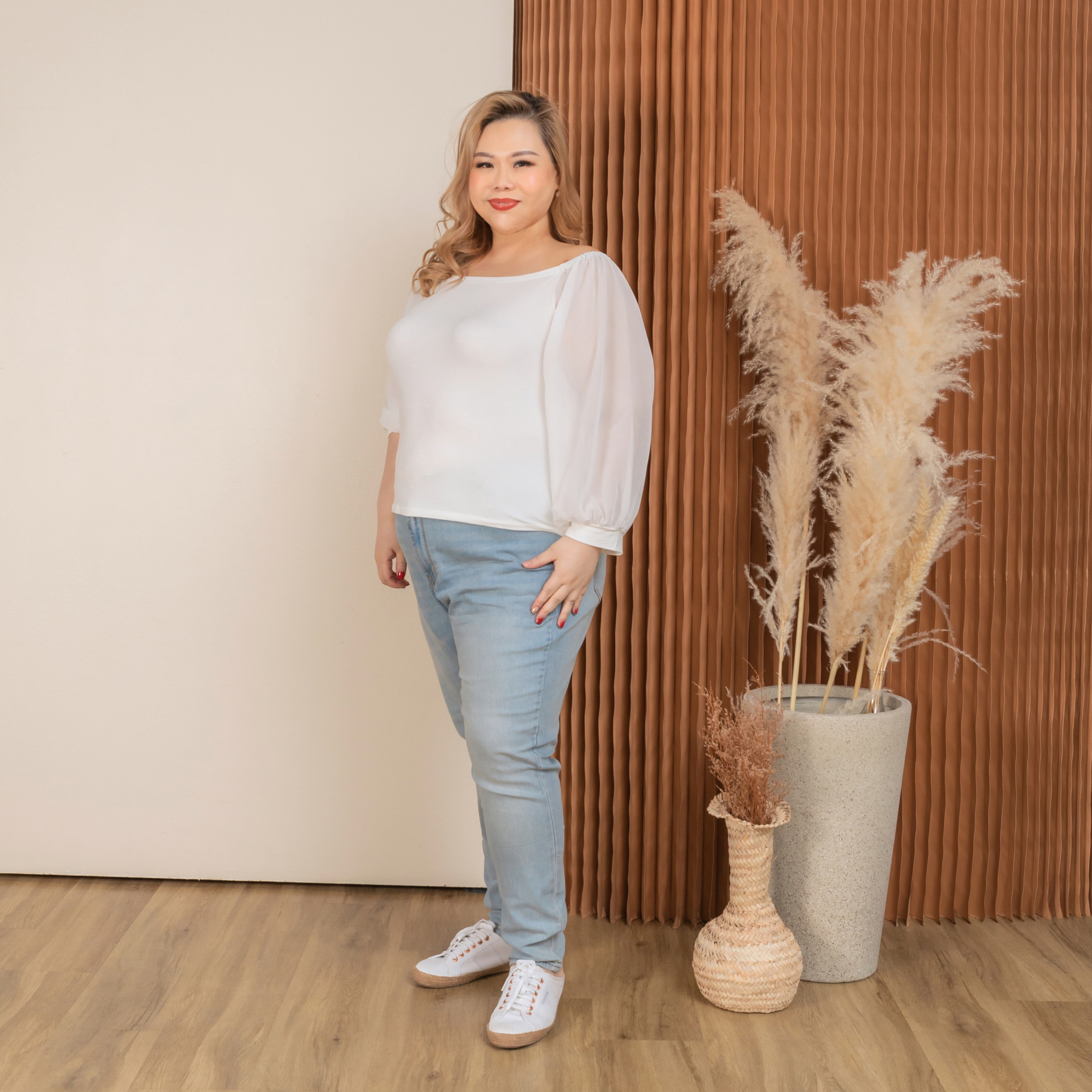 YOLANDA HEIDI TOP - WHITE-Juneoesque-Plus Size Clothing