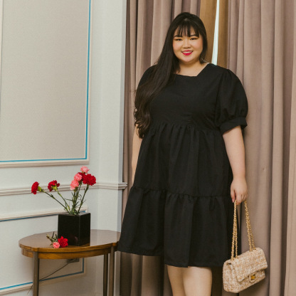 JESSIE ADORA DRESS - BLACK-Juneoesque-Plus Size Clothing