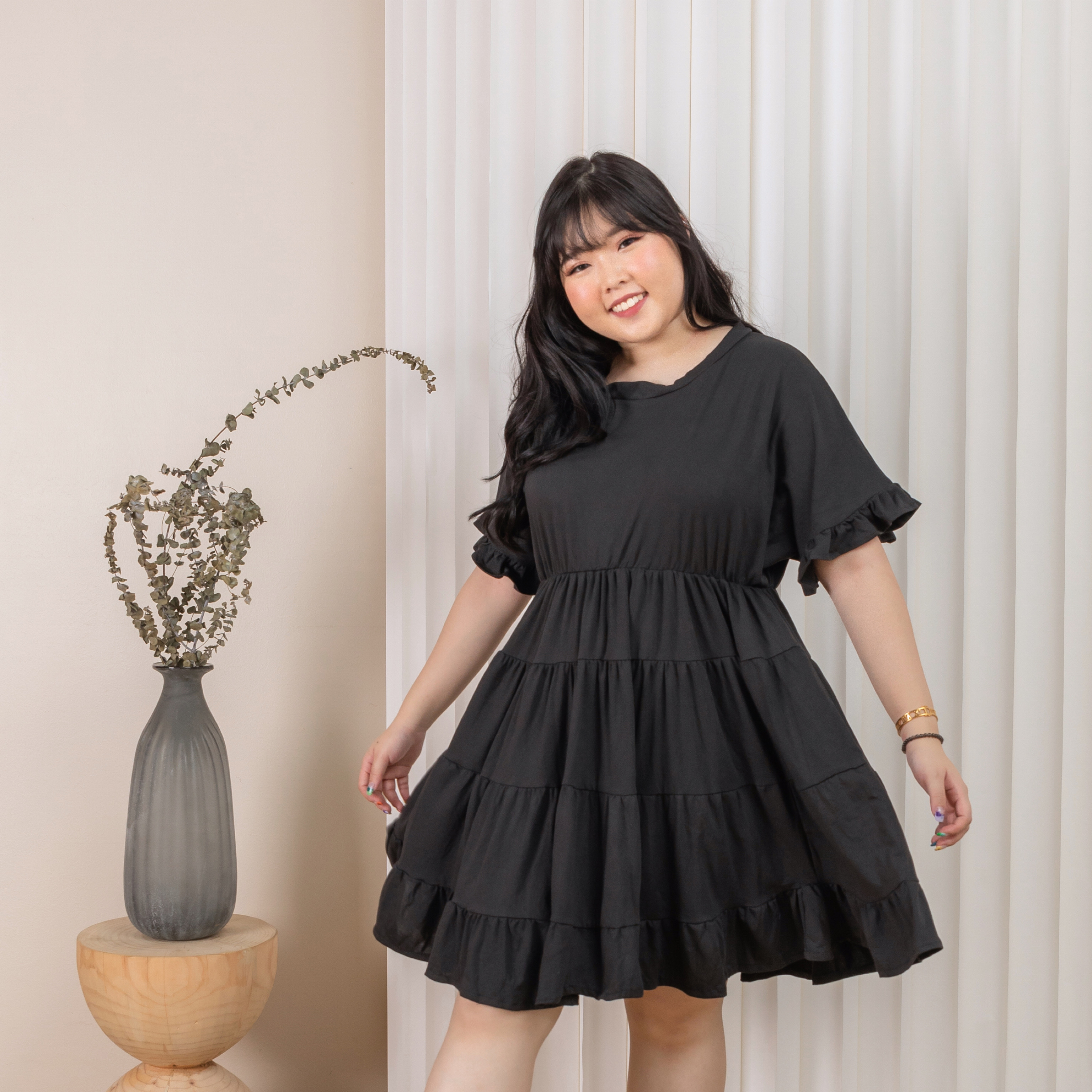 SHONDA MADLYN DRESS - BLACK-Juneoesque-Plus Size Clothing