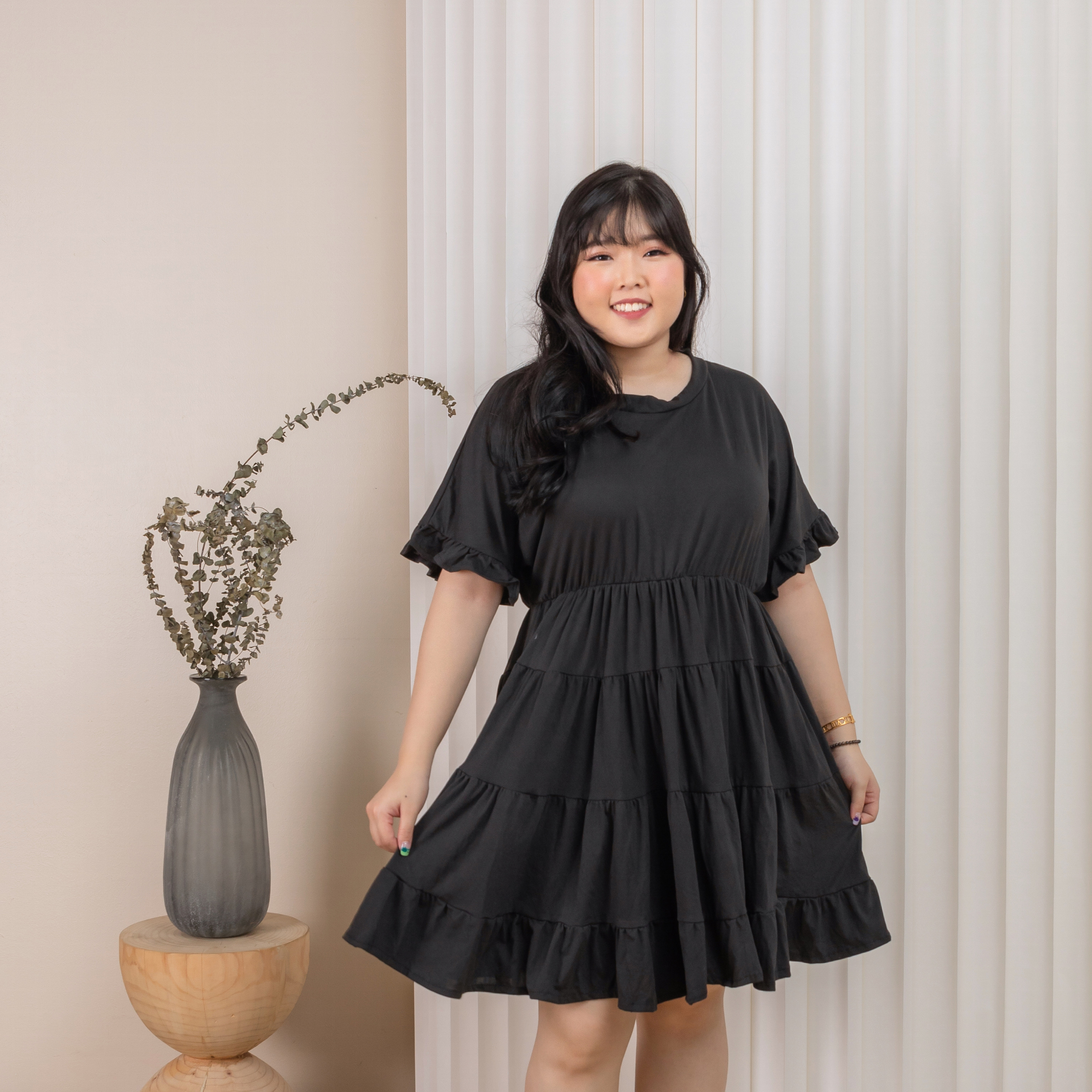 SHONDA MADLYN DRESS - BLACK-Juneoesque-Plus Size Clothing