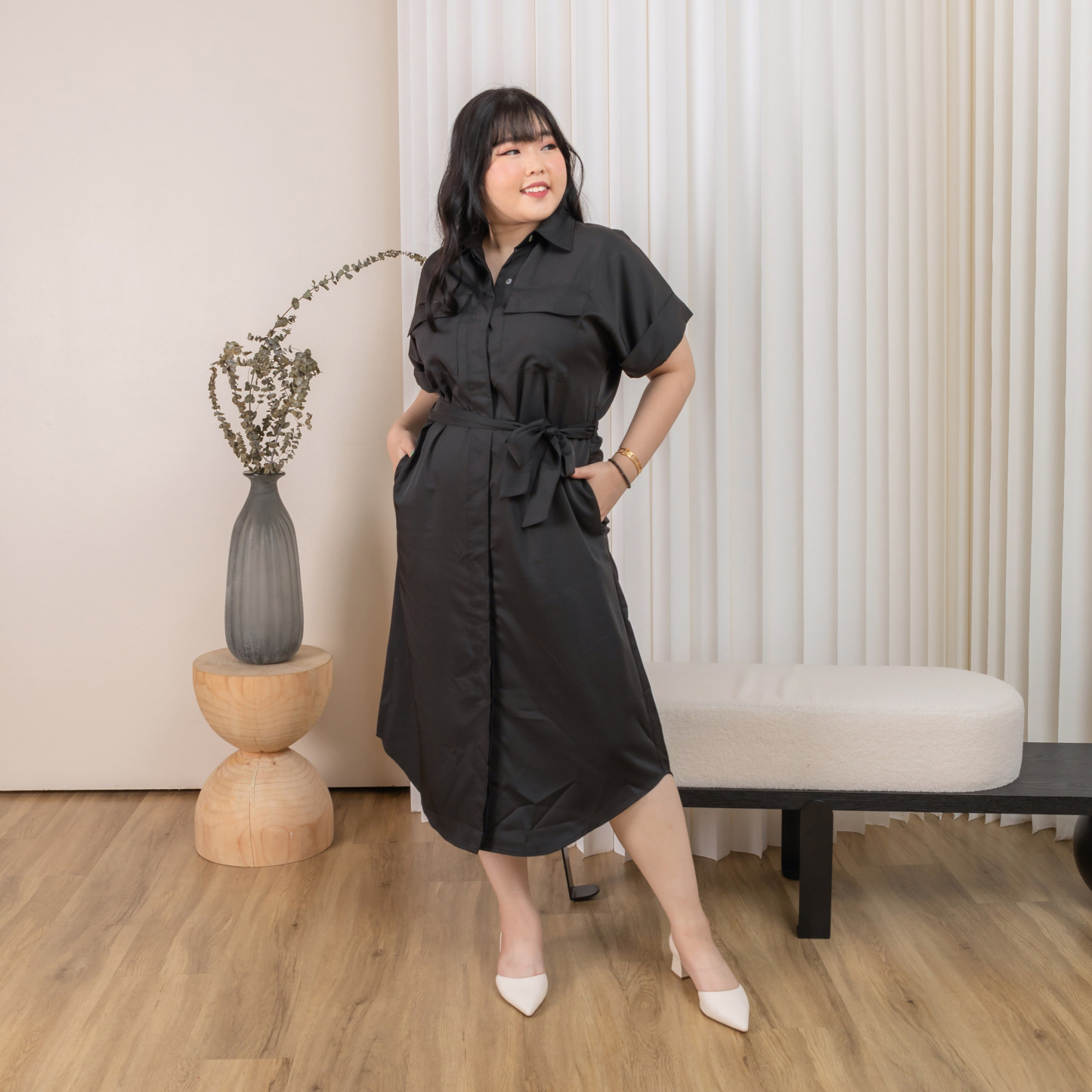 ELOISE JANESSA DRESS - BLACK-Juneoesque-Plus Size Clothing