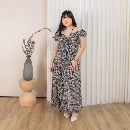 FREYA WILMA SKORTS DRESS - HOUNDSTOOTH-Juneoesque-Plus Size Clothing