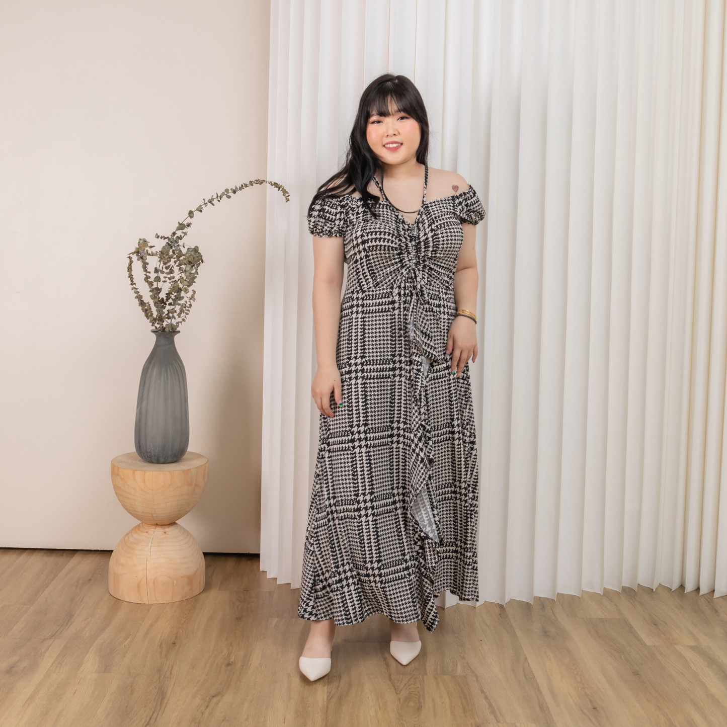 FREYA WILMA SKORTS DRESS - HOUNDSTOOTH-Juneoesque-Plus Size Clothing