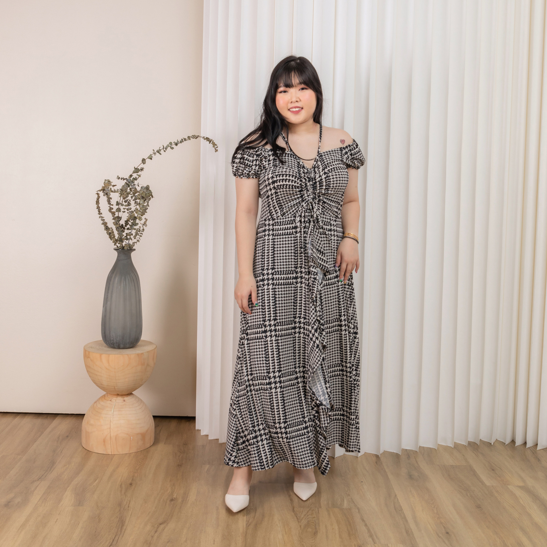 FREYA WILMA SKORTS DRESS - HOUNDSTOOTH-Juneoesque-Plus Size Clothing
