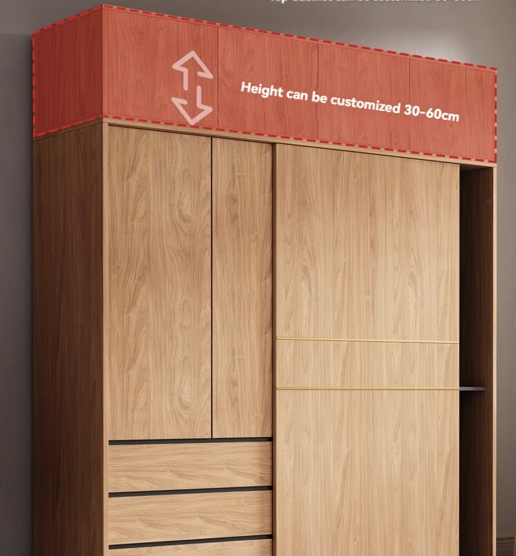 [Pre-order]  Nordic sliding door wardrobe bedroom home simple small unit trip door log wind combination Japanese storage wardrobe-Smart-Living