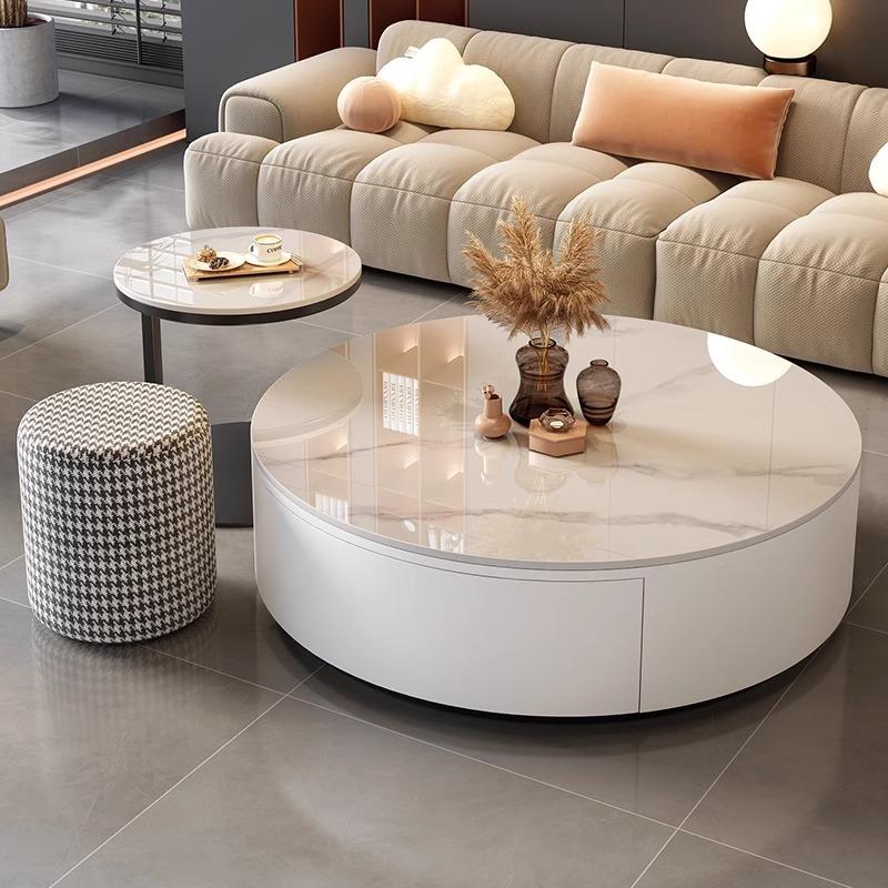 [Pre-order]  Rock Slab Coffee Table Living Room Household Light Luxury Modern Simple Round Premium Sense Net Red Small Household Side Table-Smart-Living