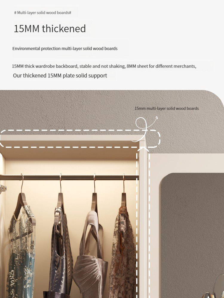 [Pre-order]  Light Luxury Modern Minimalist Solid Wood Wardrobe Dressing Table With Mirror And Flat Door Single Door Wardrobe Bedroom Home-Smart-Living