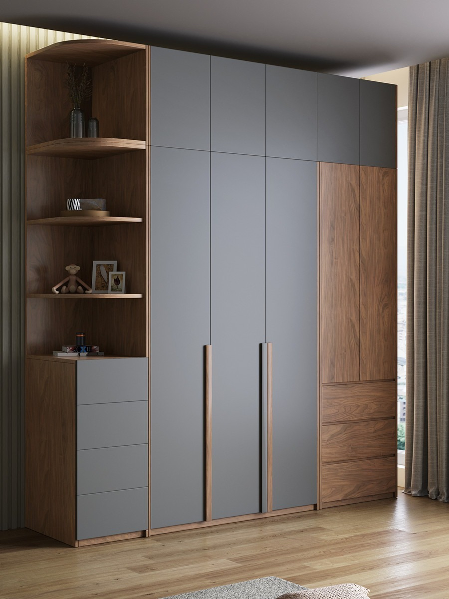 [Pre-order]  Nordic Wardrobe Modern and Simple Home Bedroom Wardrobe Sublet Two Door Three Door Assembled Solid Wood Wardrobe-Smart-Living
