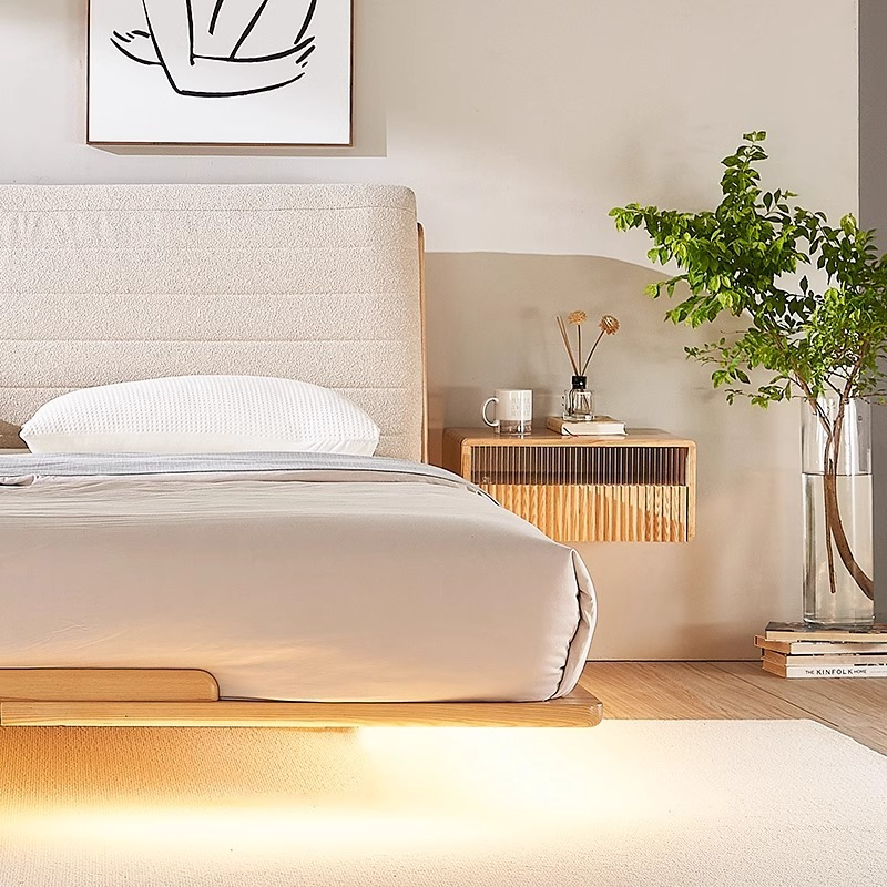 [Pre-order]  OMARS solid wood suspended bedside table, ash wall hanging storage cabinet, Nordic style, simple storage bedside table-Smart-Living