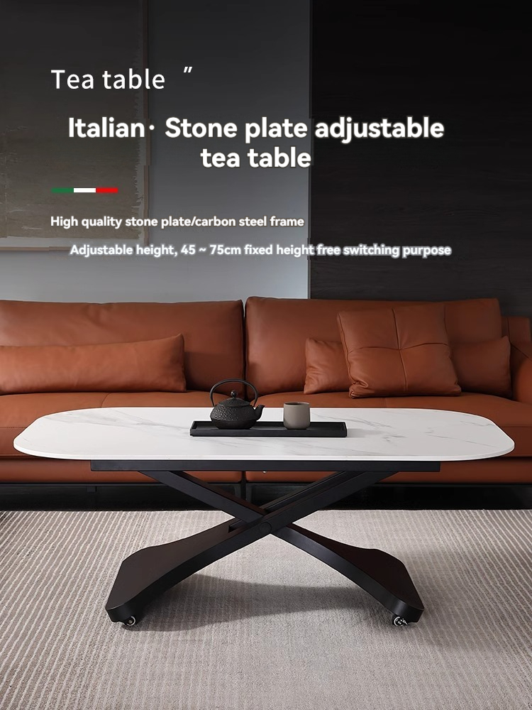 【Showroom】Multi-functional rock plate lift coffee table dining table dual-use Italian small household all-in-one household living room coffee table into dining table-Smart-Living