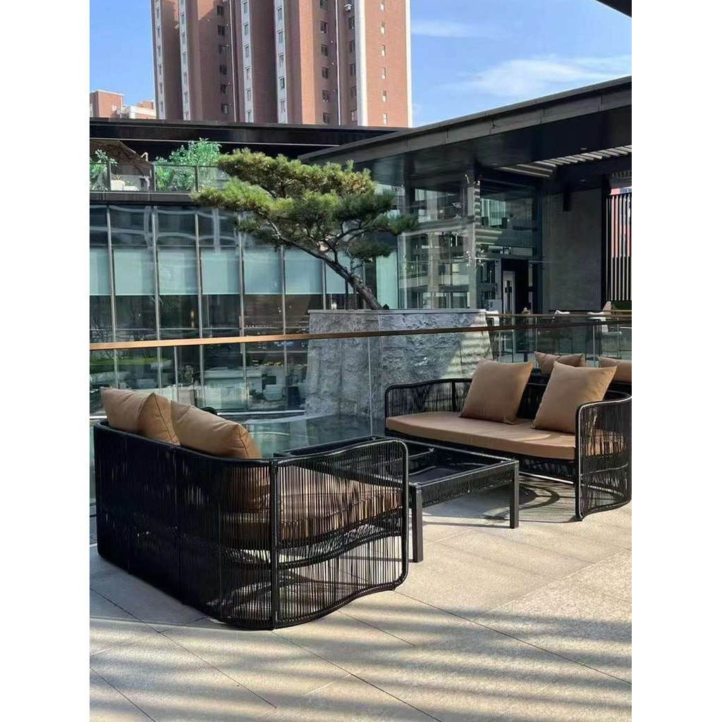 [Pre-order] Outdoor sofa, leisure courtyard garden, outdoor rattan woven sofa, outdoor waterproof and sun drying sofa, double person-Smart-Living