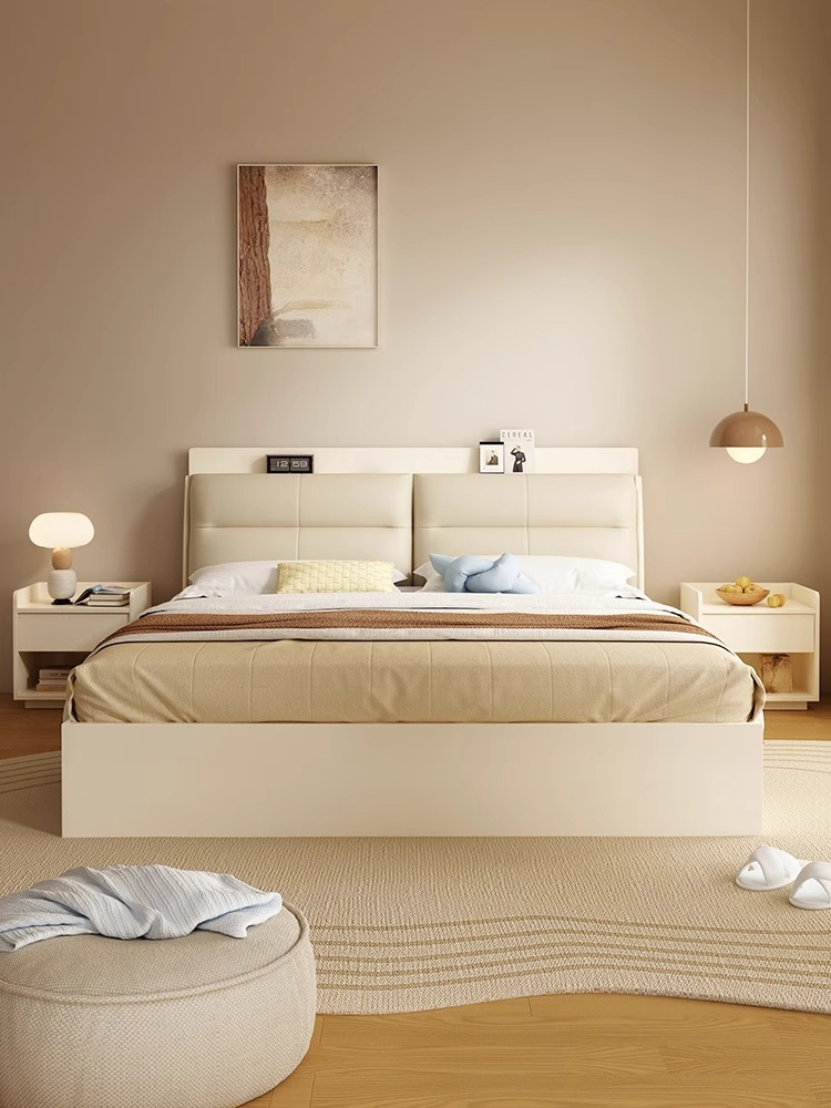 [Pre-order]  Wooden Moonlight Bed Modern and Simple Tatami High Box Storage Bed Storage Small Unit Original Wood Wind Board Master Bedding Double Bed-Smart-Living