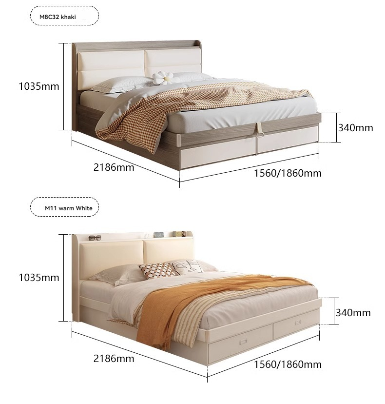 [Pre-order]  Wooden Moonlight Bed Modern and Simple Tatami High Box Storage Bed Storage Small Unit Original Wood Wind Board Master Bedding Double Bed-Smart-Living