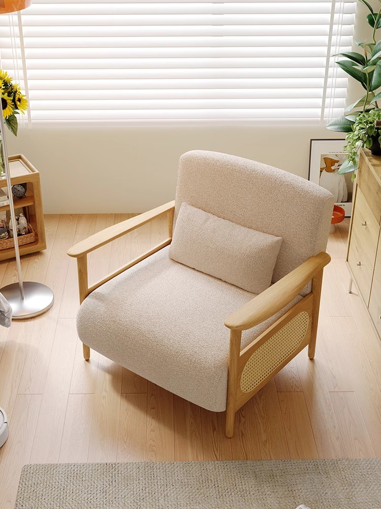 【Showroom】Solid wood sofa bed dual-purpose multi-functional folding sliding bed Japanese-style log small apartment living room single fabric sofa-Smart-Living