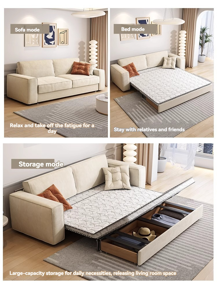 [Pre-order]  Simple and modern sofa living room, dual-purpose, multi-functional, small apartment, Internet celebrity model Tofu Block 2023 new sofa bed-Smart-Living