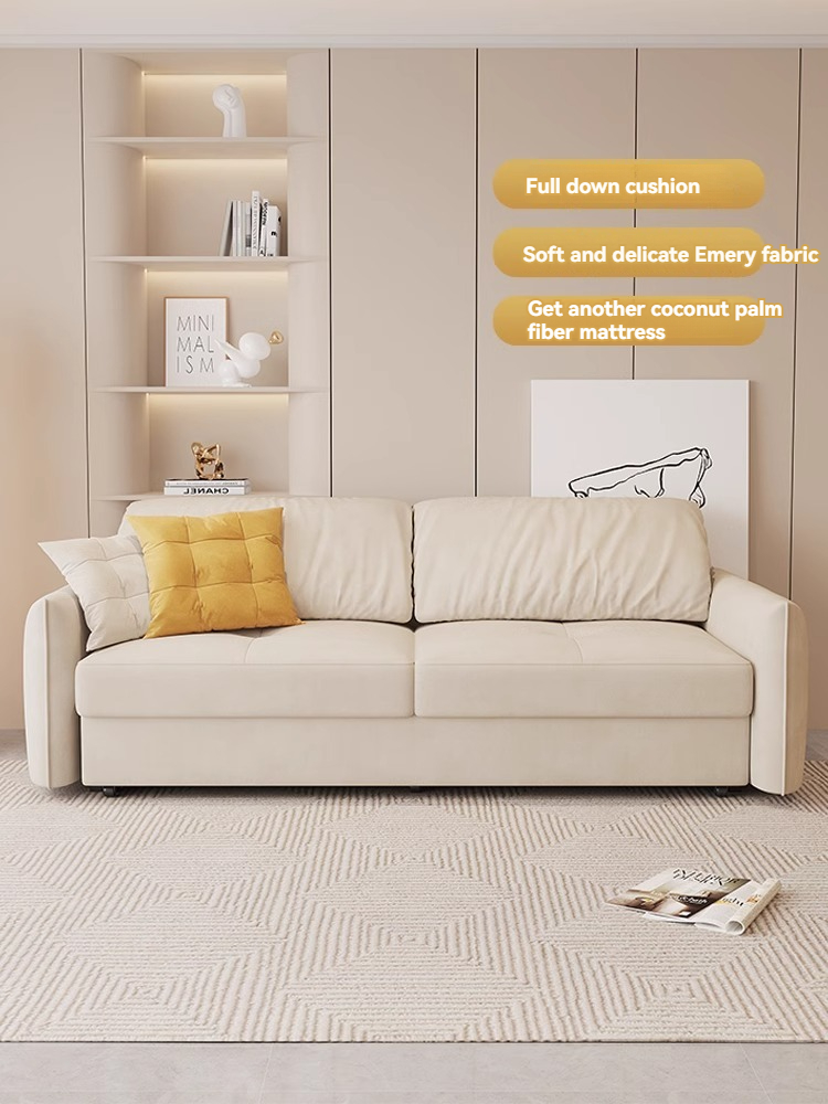 [Pre-order]  Multifunctional sofa bed dual-purpose high-end cream style 2024 new coconut palm small apartment integrated folding sofa-Smart-Living