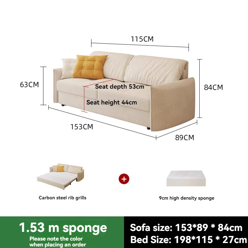 [Pre-order]  Multifunctional sofa bed dual-purpose high-end cream style 2024 new coconut palm small apartment integrated folding sofa-Smart-Living