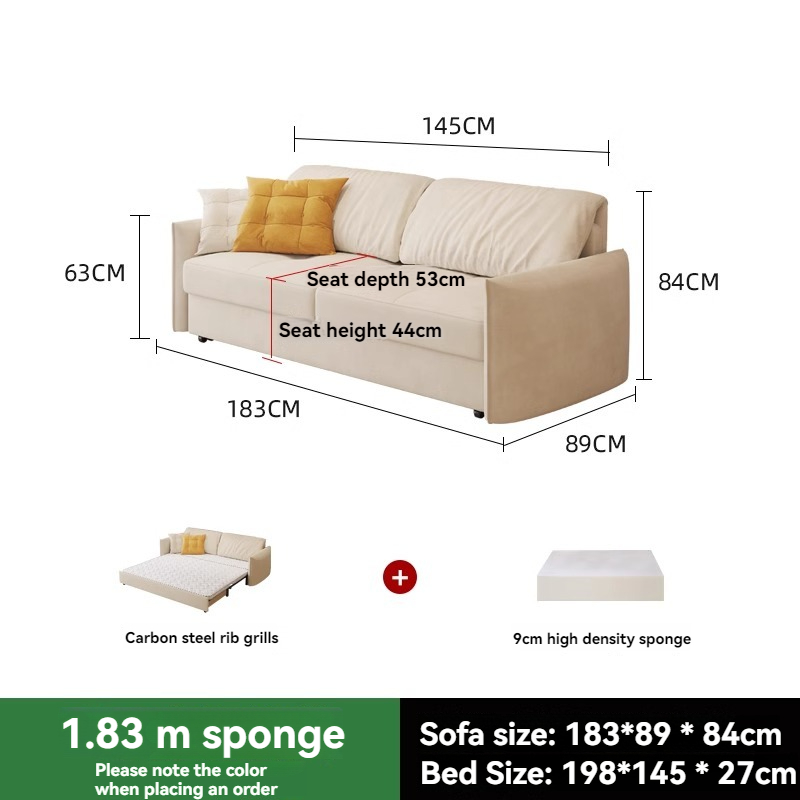 [Pre-order]  Multifunctional sofa bed dual-purpose high-end cream style 2024 new coconut palm small apartment integrated folding sofa-Smart-Living