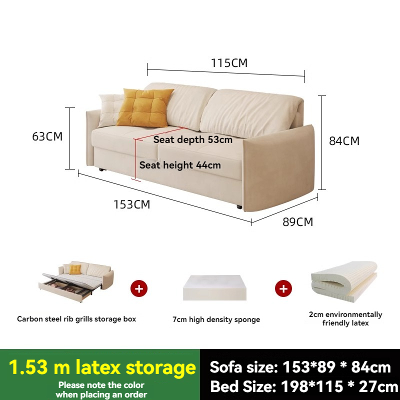 [Pre-order]  Multifunctional sofa bed dual-purpose high-end cream style 2024 new coconut palm small apartment integrated folding sofa-Smart-Living