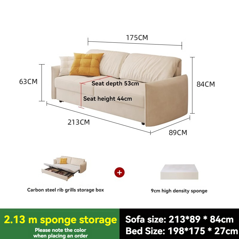 [Pre-order]  Multifunctional sofa bed dual-purpose high-end cream style 2024 new coconut palm small apartment integrated folding sofa-Smart-Living