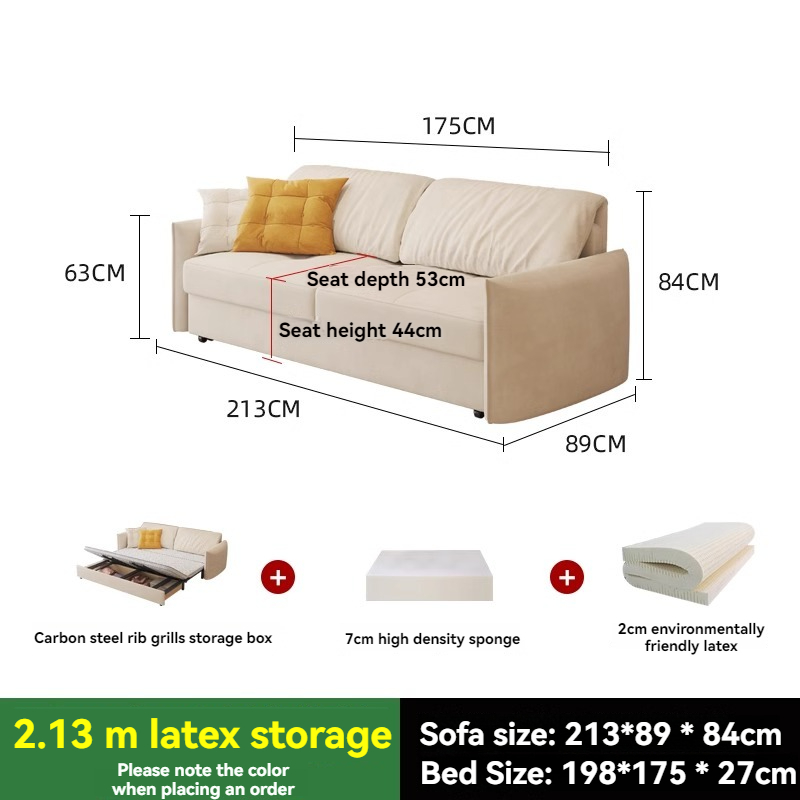 [Pre-order]  Multifunctional sofa bed dual-purpose high-end cream style 2024 new coconut palm small apartment integrated folding sofa-Smart-Living