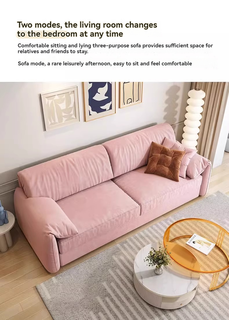 [Pre-order]  Elephant Ear Sofa Bed Foldable Small Apartment Living Room Multifunctional Dual-Purpose Retractable Straight-line Home Sofa Bed-Smart-Living