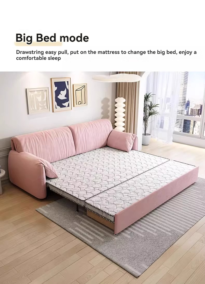 [Pre-order]  Elephant Ear Sofa Bed Foldable Small Apartment Living Room Multifunctional Dual-Purpose Retractable Straight-line Home Sofa Bed-Smart-Living