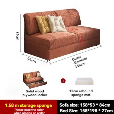 [Pre-order] Single 1.2 meter dual-purpose armless sofa bed foldable double simple small apartment living room multi-functional retractable-Smart-Living
