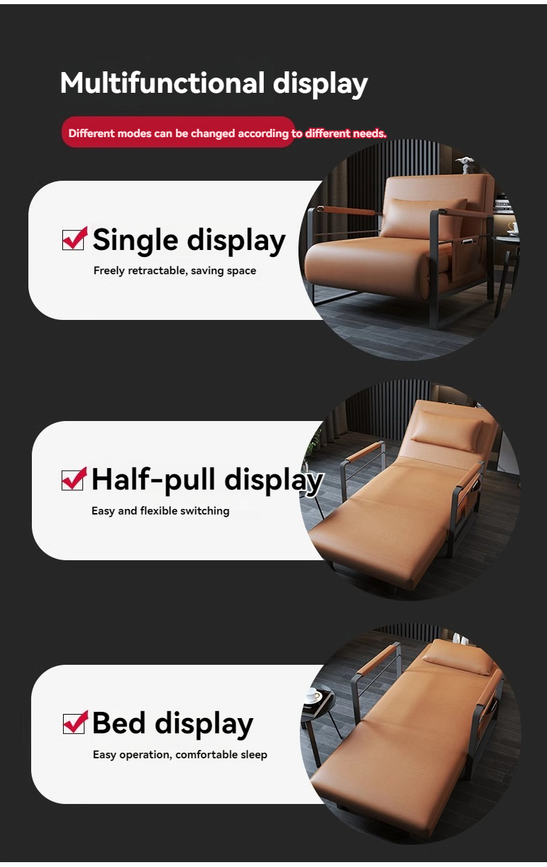 [Pre-order]  Italian minimalist small sofa bed dual-purpose foldable study folding recliner small apartment study push-and-retractable bed-Smart-Living