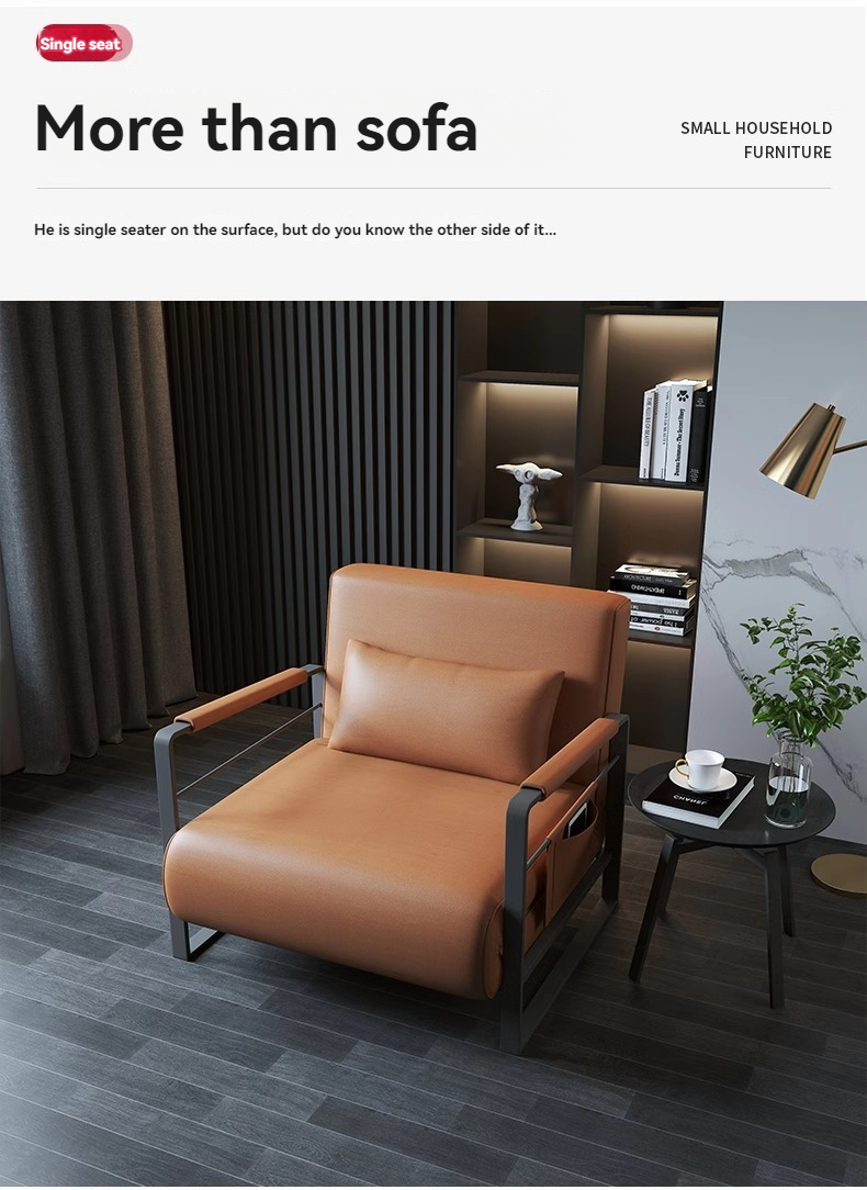 [Pre-order]  Italian minimalist small sofa bed dual-purpose foldable study folding recliner small apartment study push-and-retractable bed-Smart-Living